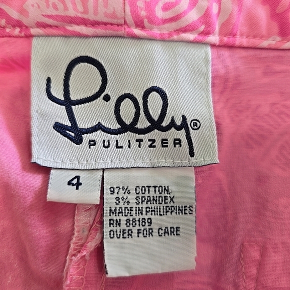 Lilly Pulitzer Womens Pink Seashell Cropped Straight Leg Pants Size 4 - Picture 5 of 6
